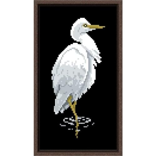 White heron cross stitch kits earth aida fabric 18ct 14ct 11ct black canvas cotton thread embroidery kits DIY craft set