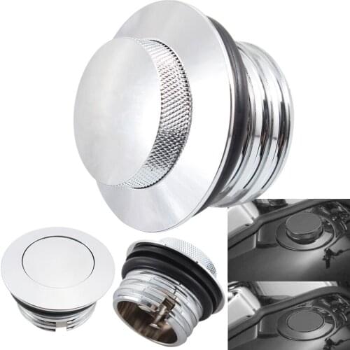 Motorcycle Knurled Aluminum Chrome Flush Pop-Up Fuel Gas Tank Cover Cap For Harley Dyna Softail XL 1200 833 Road King Glides