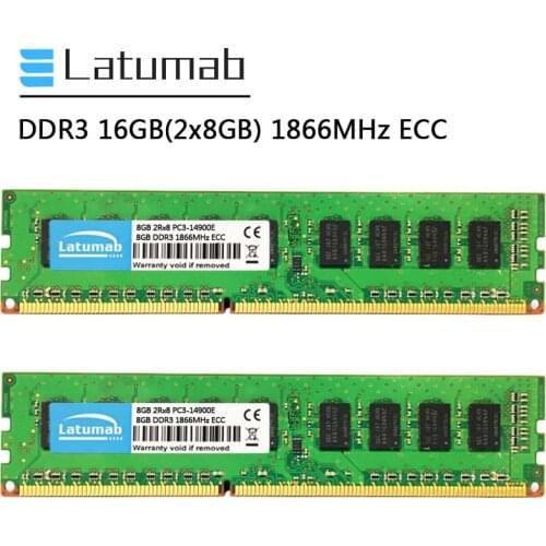 Latumab Memoria RAM DDR3 16GB (2x8GB) 1866MHz Workstation Memory 240Pin ECC UDIMM PC3-14900E 1.5V DDR3 RAM ECC Unbuffered Memory