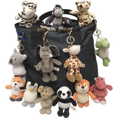 Cute Cartoon Animal Plush Keychain 15Cm Turtle Elephant Tiger Lion Hippo Raccoon Bulldog Bulldog Cat Penguin Monkey Plush Toy