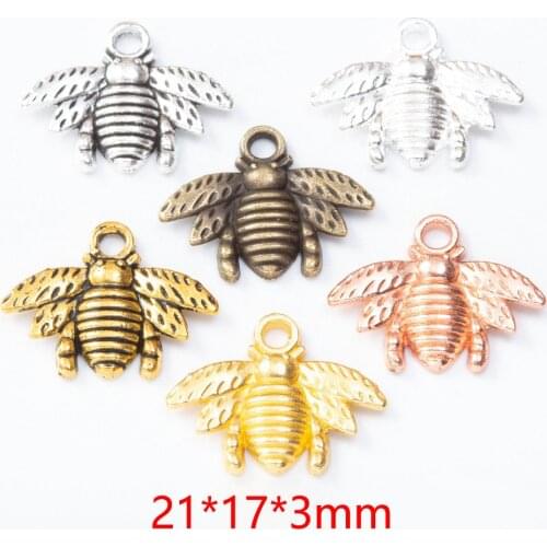 20PCS/Lot Gold Color Alloy Bee Charms For DIY Bracelet Jewelry Making DIY Jewelry Findings Fashion Necklaces 2021