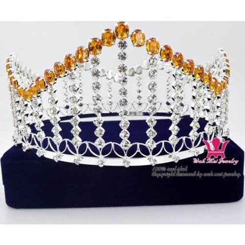 Full Round Pageant Crown Tiara Fashion Rhinestone Crystal Colour Accessories Headwear Ornament Princess Queen Wedding M0192