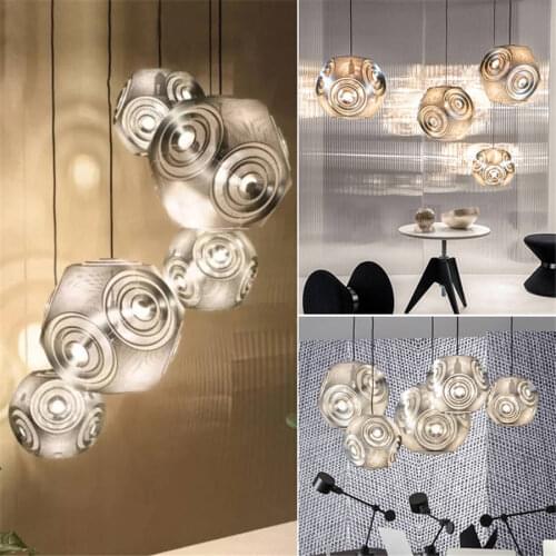 Postmodern space ball gold led pendant lights for living room stairs bar ktv dining room light fixtures fashion hanging lamp