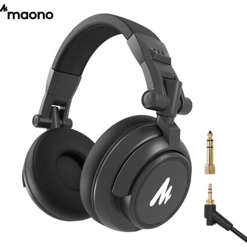 MAONO Professional DJ Studio Monitor Headphones Over Ear and Detachable Plug & Cable with 50mm Driver for DJ Studio a AU-MH601