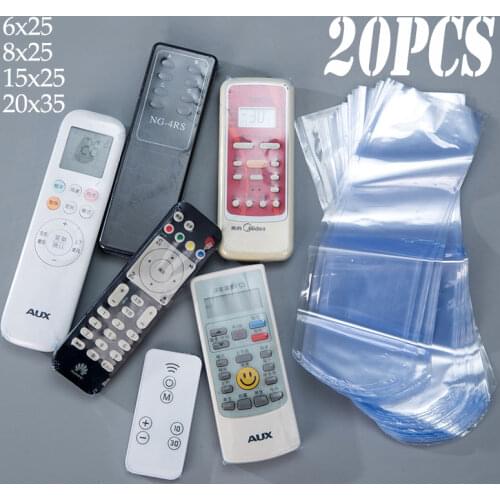 10/20pcs Clear Heat Shrink Film Bag TV/Air Condition Remote Control Transparent Cover Household Dust Waterproof Protective Case