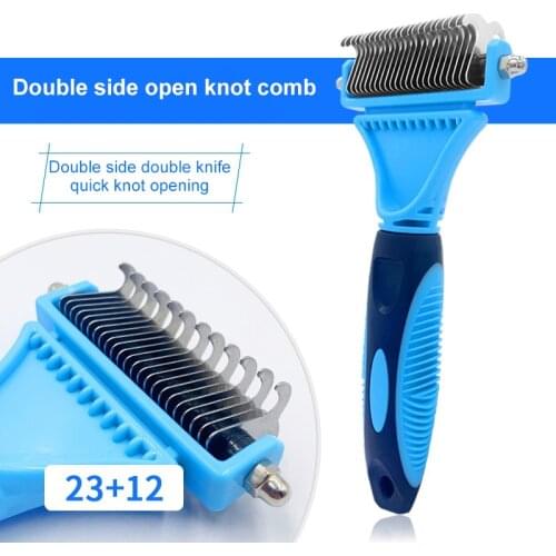 Pets Hair Removal Comb Double Sided Knot Cutter Brush Cat Dog Grooming Shedding Tool Long Curly Hair Cleaner Pet Grooming Tools