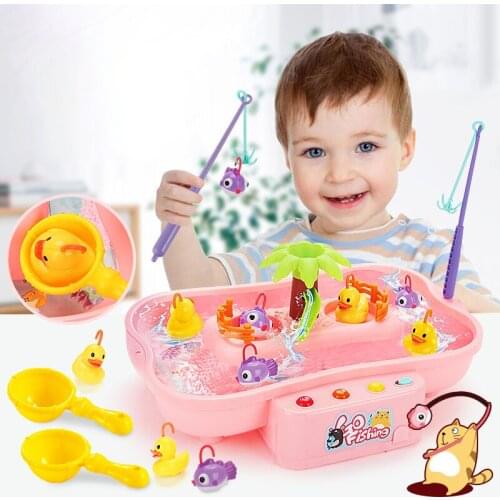 Fishing Toys For Kids Electric Rotating Fish Ducks Plastic Parent-Child Interactive Table Games Hand-Eye Coordination Water Toys