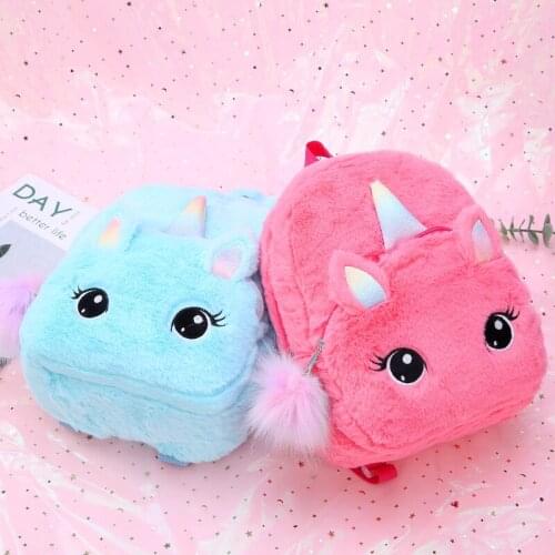 Kawaii Unicorn Bag Unicorn Backpack Bags Pink Back Pack Schoolbag Plush Unicorn Backpack Childrens Bag For Girls Soft Hot sale