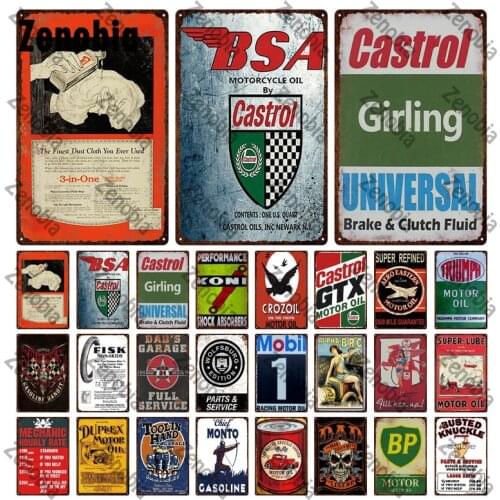 Mobiloil Metal Signs Motor Oil Tin Signs Plate Vintage Metal Posters for Garage Bar Pub Man Cave Decor Decorative Metal Plaque