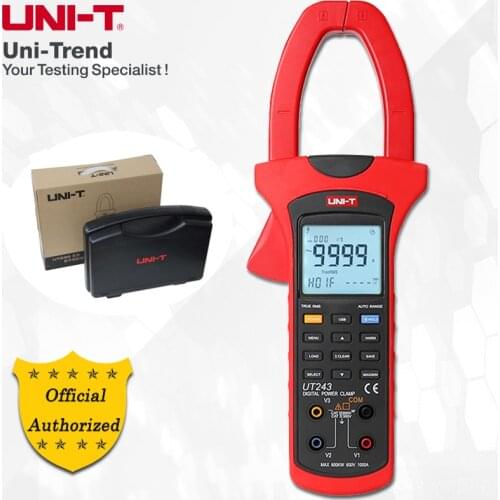 UNI-T UT243 Power and Harmonics Clamp Meter; True RMS Clamp Power Meter, Data Storage, USB Data Transfer / LCD Backlight