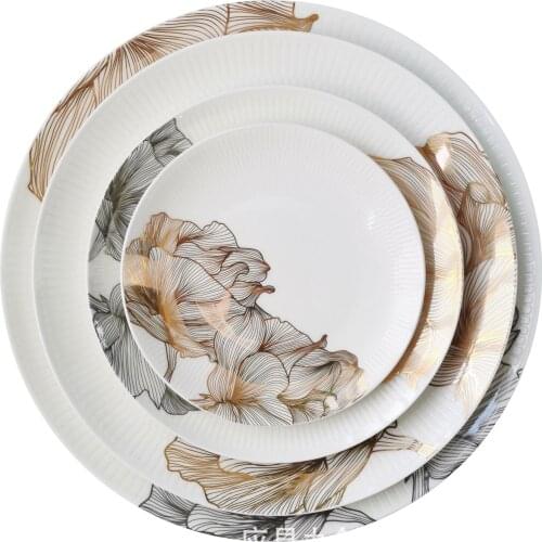 Creative relief blooms. Home steak plate restaurant spaghetti main plate