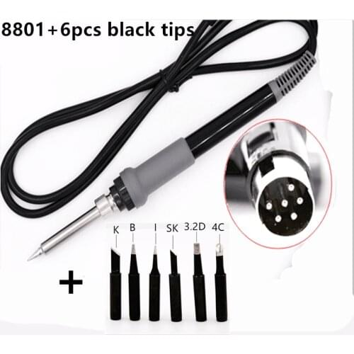SZBFT High quality 8801 soldering iron handle with 6pcs soldering tips for hakko FX-888 FX-888D free shipping