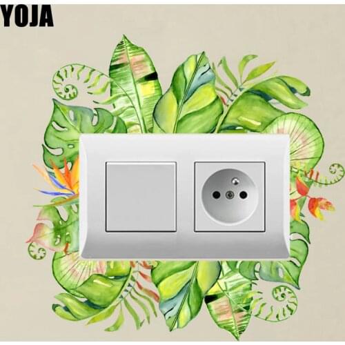 YOJA Cute Green Fresh Flowers Painting Style Classic Design PVC Room Decorative Switch Sticker 13SS0119