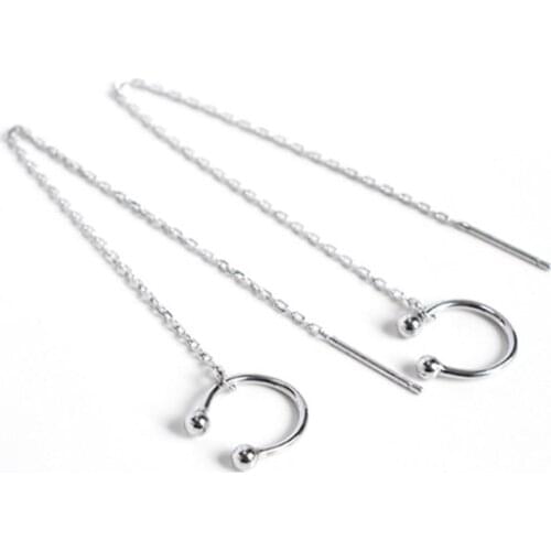 925 Sterling Silver Long Chain Earrings Ear Line Clips Earrings Without Pierced Ear Clip Non-piercing Jewelry