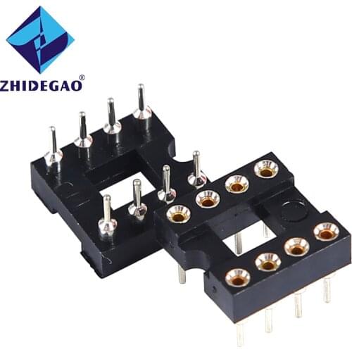 ZHIDEGAO 20pcs Round Hole 8 Pins 2.54MM DIP8 IC Sockets Adaptor Solder Type 8 PIN IC Connector