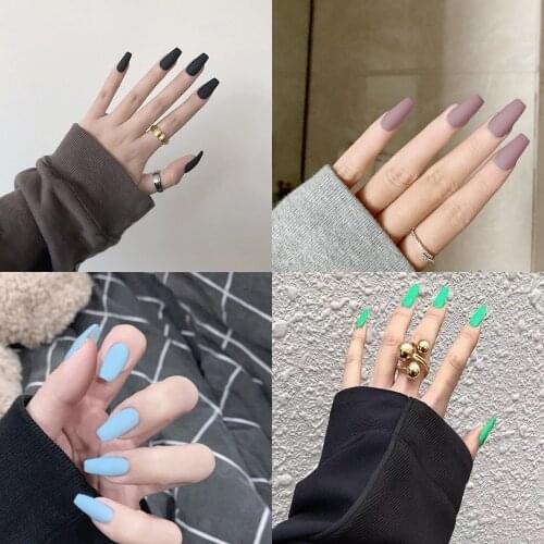 24Pcs Multi-style Fake Nails with Glue Wearable Press on Acrylic Ballerina Full Cover False Nails DIY Manicure Decoration Tips