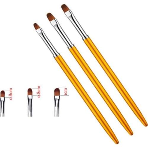 3pcs Specialty Nail Art Metal Handle Acrylic UV Gel Extension Builder Petal Flower Painting Drawing Brush Manicure Tools Fashion