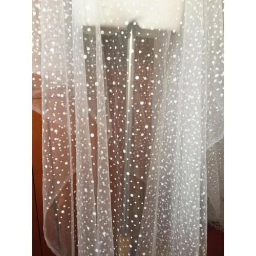 5 Yards Glitter Polka Dotted Off White Tulle Mesh Lace Fabric for Bridal Veil Cape Shrug Accessories Wedding Gown Lining Fabric