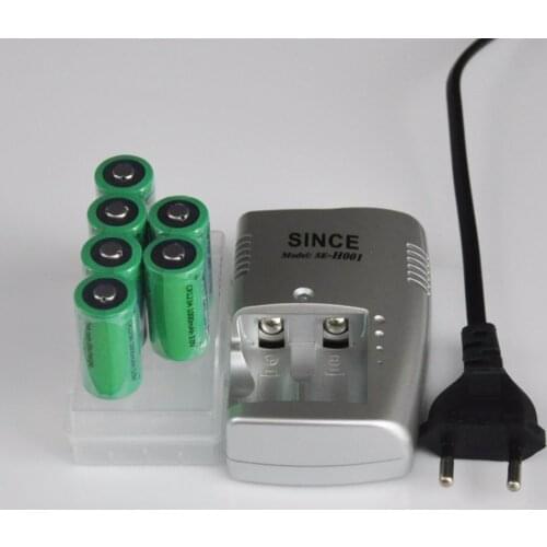 6pcs CR123A 3V Rechargeable lithium ion battery CR 123A 1000mAh 16340 3.2V LiFePo4 cell + EU charger storage case for camera