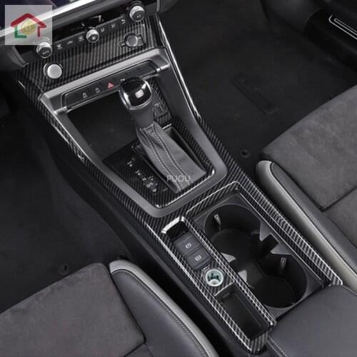 ABS Chrome For Audi Q3 2019 2020 Present Gear Box Panel Cover Sequin Internal Accessory Water Cup Holder Cover Sticker