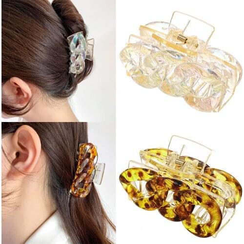 Acetate Retro Simple Leopard Hair Claws Large Barrette Crab Claw Clip Bath Clip Ponytail Clip For Women Girls Hair Accessories