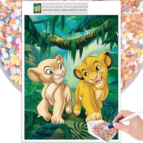 Diamond Painting Mosaic Cartoon Animal Lion King Disney 5D DIY Embroidery Cross Stitch Kit Art Hobby Gift Round Square Home