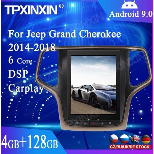 For JEEP Grand Cherokee 2012-2018 4+128GB Android 9.0 Tesla style Car GPS Navigation Head Unit Multimedia Player Auto Radio Tape