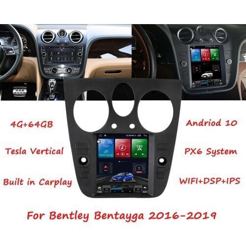 Car Radio Stereo Multimedia Player Android Auto For Bentley Bentayga 2016-2019 GPS Navigation HD Screen Head Unit Tap Recorder
