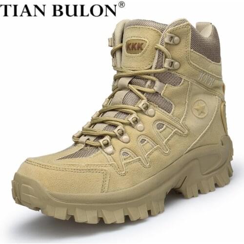 Winter Men Military Boots Outdoor Leather Hiking Boots Men Army Special Force Desert Tactical Combat Ankle Boots Men Work Boots