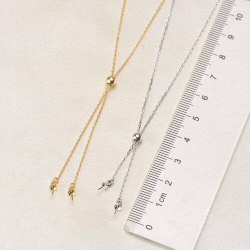TWO PEARLS 925 Sterling Silver Pearl Necklace Chain with Pendant Mountings Necklace Findings Jewelry Parts Fittings Accessories