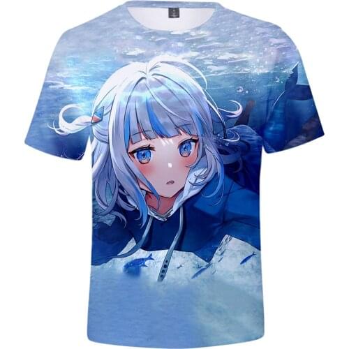 HOLOLIVE VTuber Gawr gura 3D Spring Summer Preppy Style Men/Women Street Clothes T-shirt Youthful Kawaii Retro Innovation