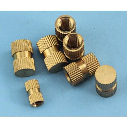 10pcs M8 brass blind hole nuts sleeres straight line knurled nut injection molding muff embedded sleeve 20mm outside diameter