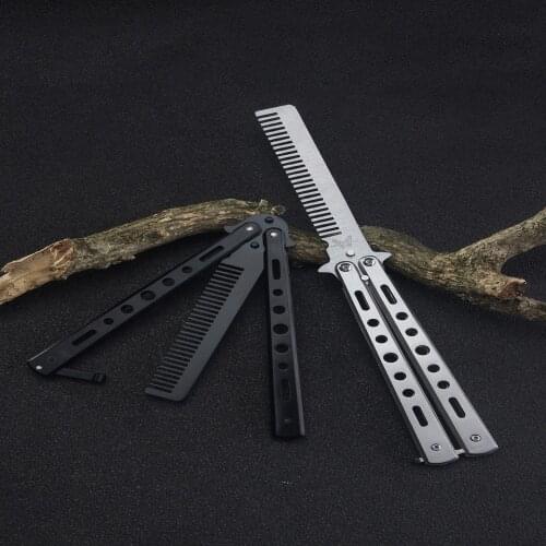 Multifunction Foldable Butterfly Knife Training Comb Shake Comb Butterfly Training Knife Comb Gaming Tool ​440C Stainless Steel