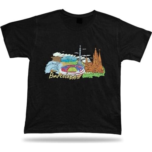 T-Shirt 2019 Fashion Men barcelona spain sagdrada familia camp nou aquarium barcelona park guell tshirt T-Shirt