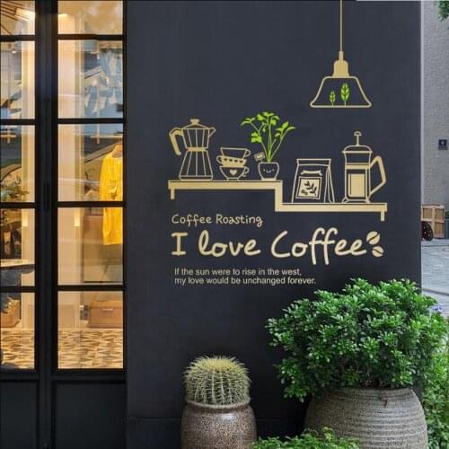 Coffee Shop Wall Decal Cafes Milk Tea Bakey Cake Wall Art Sticker Decal DIY Home Decoration Mural Decor Coffee Glass Sticker
