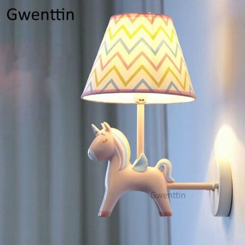 Unicorn Horse Wall Light Modern Led Wall Sconces Mirror Lights for Children Kids Bedroom Bedside Animal Lamp Nordic Home Decor