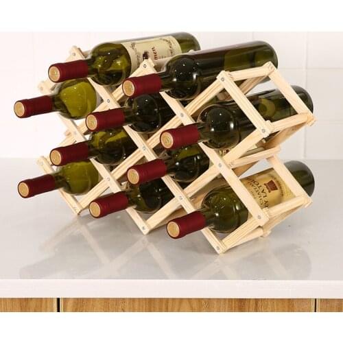 2021 New Solid Wood Creative Folding Wine Rack Home Wine Rack Sturdy And Durable 10 Bottle Creative Wine Rack