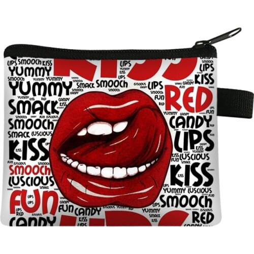 New Printed Lips Girls Coin Purse Women Short Wallet Mini Multifunction Cosmetics Storage Bags Small Wallet Purse