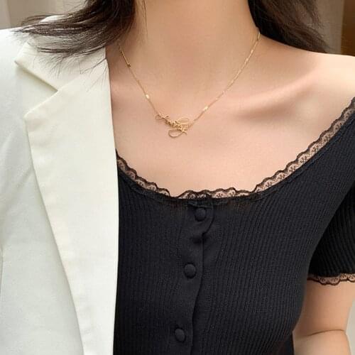 Custom Name Necklace Personalized Letter Pendant Stainless Steel Simple Nameplate Necklaces For Women Customize Name Necklace