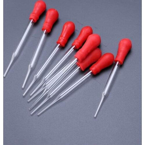 Medicine dropper Durable Long Glass Experiment Medical Pipette Dropper Transfer Pipette Lab with Red Rub 9cm