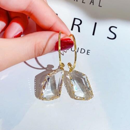 Popular Geometric Drop Earrings for Women New Bijoux Triangle Clear Crystal Drop Earring Statement Earring Jewelry Gifts