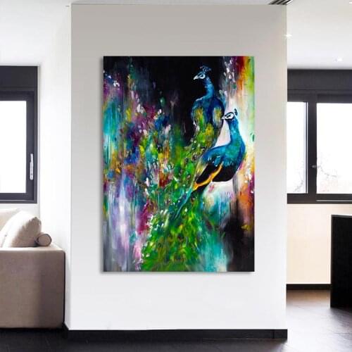 Posters and prints 1 Piece Peacock Peacocks Feather Animals Painting wall artCanvas art Painting wall pictures For Living Room