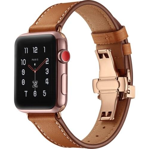 For Apple Watch 6 SE Band Genuine Leather Watch Band 44mm Bracelet for iWatch Apple Watch 5 4 3 2 1 Watch Strap Belt Accessories