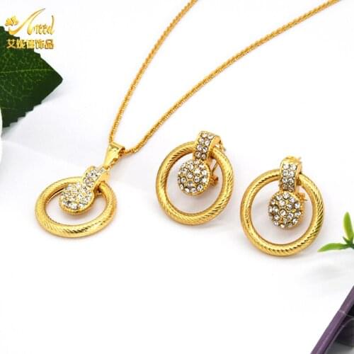 Luxury Gold Plated Earring Designer Filled Jewelry Sets For Women 24K Necklaces Pendant Dubai Wedding Bridal Jewelery Set Gifts