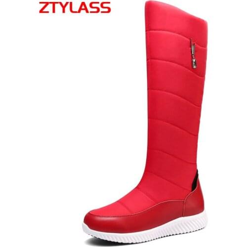 Winter Warm Plush Women Snow Boots Non-Slip Platform Knee High Boots Slip On Fashion Long Boots Shoes Big Size 42 43