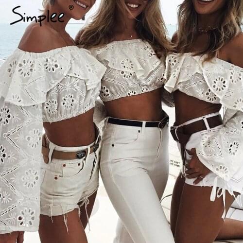 SIMPLEE Womens White Shirts