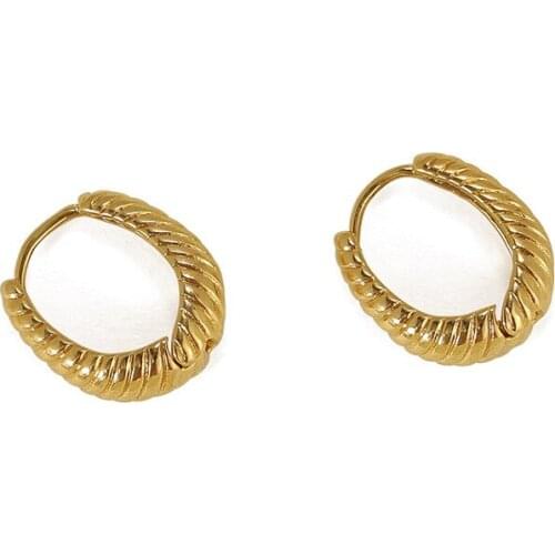 SRCOI Vintage Gold Color Twisted Croissants Earrings Small Threads Geometric Minimalist Chunky Earring Women Party Gifts Jewelry