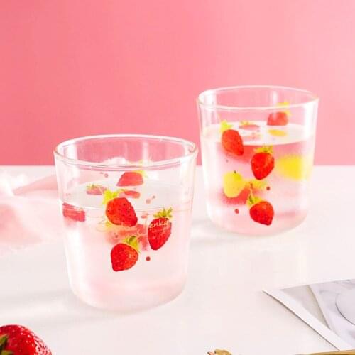 Strawberry Glass Ins Home Beautiful Cute Pink Girl Water Cup Girlfriend Couple Cup Heat-resistant