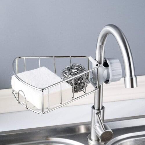 Stainless Steel Faucet Rack Kitchen Storage Shelf Sponge Dish Cloth Finishing Rack Drain Rack Pool Rag Storage Drain Dry Rack