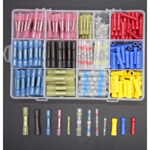 360/240/160PCS Mixed Heat Shrink Solder Sleeves Insulated Butt Electrical Splice Wire Connectors Cable Crimp Terminals 10-26AWG